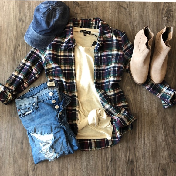 JACHS Girlfriend Tops - JACHS Girlfriend | Flannel Top